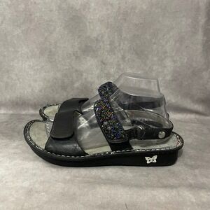 Alegria Verona Sandals Womens 40 Black Leather‎ Beaded Slingback Comfort